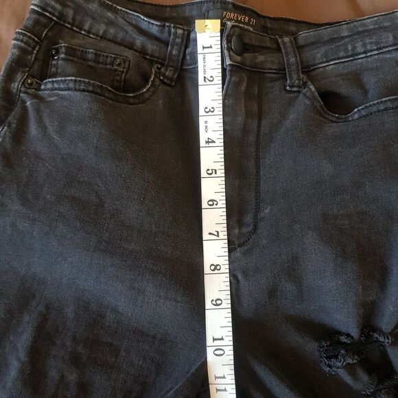 Forever 21 Womens Small Jeans Distressed Ripped Mesh Frayed Gothic Emo Punk - Picture 14 of 16